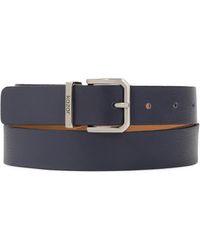 Kazar - Accessoires ,Blauw ,Leer Donkerblauwe Smalle Riem Met Metalen Lus - Lyst