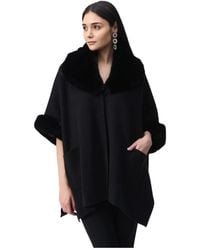 Joseph Ribkoff - Cape Aus Gebürstetem Jacquard Und Kunstpelz - Lyst