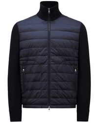Moncler - Gepolsterter Woll-Cardigan Marineblau - Lyst