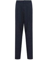 Giorgio Armani - Blaue wolle leinen seidenhose - Lyst