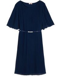 Oltre - Korte Geplooide Georgette Jurk - Lyst