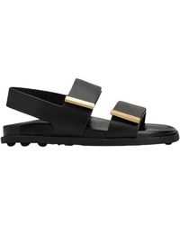 Tod's - Schoenen ,Zwart ,Leer Sandaal Met Twee Leren Bandjes - Lyst