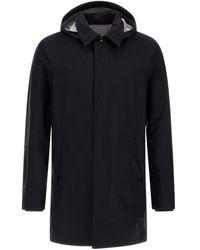 Herno - Jassen ,Zwart ,Polyester Zwarte Waterdichte Gore-Tex Jas - Lyst