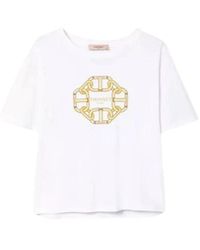 Twin Set - Camiseta blanca con estampado de cadenas - Lyst
