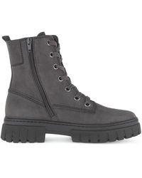 Gabor - Schoenen ,Grijs ,Leer Enkellaarsje Met Veters - Lyst
