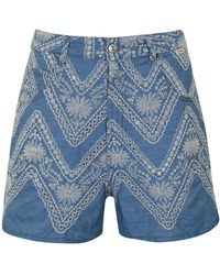 Roy Rogers - Denim chambray bordado floral shorts - Lyst