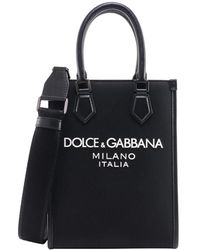 Dolce & Gabbana - Borsa in nylon e pelle con logo in rilievo - Lyst