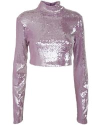 ROTATE BIRGER CHRISTENSEN - Sequin Turtleneck Cropped Top - Lyst