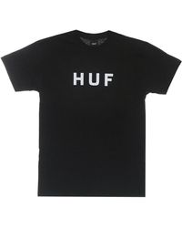 Huf - Zwart Logo Tee Korte Mouw T-Shirt - Lyst