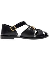 SCAROSSO - Helene Leather Sandals - Lyst
