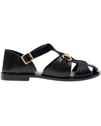 SCAROSSO - Helene Leather Sandals - Lyst