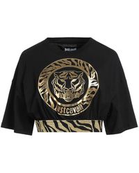 Just Cavalli - Tops ,Zwart ,Zwarte Korte Mouw T-Shirt 74Pbhf 02Cj 200G89 - Lyst