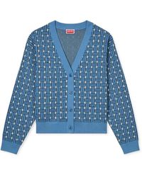KENZO - Truien & Vesten ,Blauw ,Geweven Cardigan Sweater - Lyst