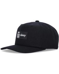 Obey - Accessoires ,Zwart ,Wol Klassieke Snapback Gebogen Klep Pet Zwart - Lyst