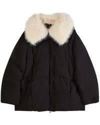 Patrizia Pepe - Jassen ,Zwart ,Polyester Faux Fur Shearling Bomber Jas - Lyst
