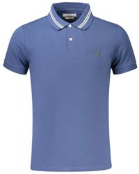 Guess - Blauw Katoenen Poloshirt Met Contrastdetails - Lyst