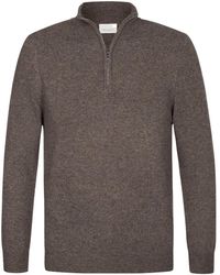 Profuomo - Truien & Vesten ,Bruin ,Half Zip Bruine Pullover Sweater - Lyst