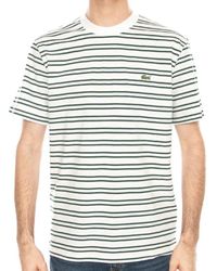 Lacoste - Tops ,Veelkleurig ,Katoen Gestreept Katoenen T-Shirt - Lyst
