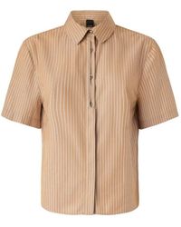 Pinko - Overhemden ,Bruin ,Katoen Gestreept Shirt - Lyst