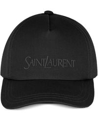 Saint Laurent - Schwarze gabardine kappe mit gebogenem schirm - Lyst