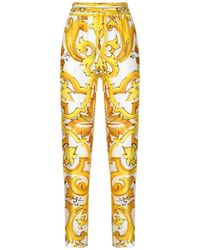 Dolce & Gabbana - Gerade High-Rise-Hose Majolica aus Baumwolle - Lyst