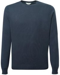 Malo - Truien & Vesten ,Blauw ,Katoen Trui Met Ronde Hals - Lyst