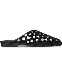 Ash - Bone Square Toe Studded Open Weave Flat Mule - Lyst
