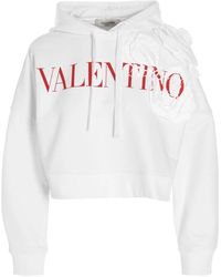 Valentino - Weißer logo-kapuzenpullover für frauen - Lyst