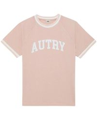 Autry - Tops ,Roze ,Katoen Ronde Hals T-Shirt - Lyst