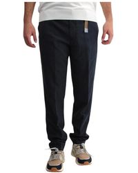 White Sand - Pantaloni blu in lino con cintura regolabile - Lyst
