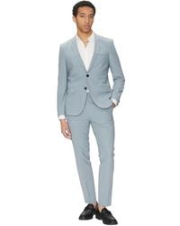 HUGO - Kostuums ,Blauw ,Wol Stijlvolle Wolblend Broek - Lyst