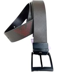 Emporio Armani - Cintura reversibile in pelle con stampa iconica aquila - Lyst