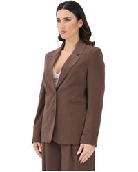 ONLY - Jassen ,Bruin ,Leer Single-Breasted Jasje - Lyst