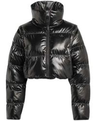 adidas - Fitness ,Zwart ,Leer Glossy Puff Jacket - Lyst