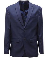 SELECTED - Jassen ,Blauw ,Gestructureerde Marineblauwe Blazer Jas - Lyst
