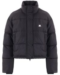 Courreges - Chaqueta Acolchada Negra Con Bordado De Logo, Mujer, Talla - Lyst