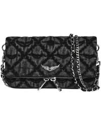 Zadig & Voltaire - Monogramm Denim Clutch Mit Strass-Flügeln - Lyst
