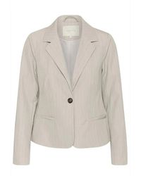 Kaffe - Jassen ,Grijs ,Polyester Grijze Melange Pinstripe Blazer - Lyst