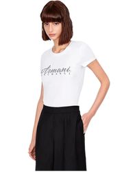 Armani Exchange - Camiseta mujer blanca estampada - Lyst