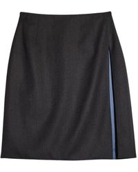 Gucci - Stretch Wool Mini Rok Met Split - Lyst