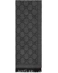 Gucci - Grauer Gg Jacquard Wollschal - Lyst