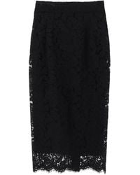 Dolce & Gabbana - Midi Kanten Potloodrok Met Monogramdetails - Lyst
