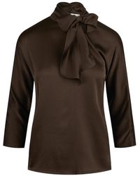 Jucca - Overhemden ,Bruin ,Satijn Satin Strik Blouse - Lyst