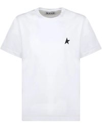 Golden Goose - Weißes logo print t-shirt mit schwarzem stern - Lyst