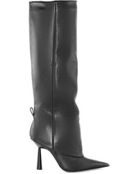Gia Borghini - Schwarze Leder Stiefel Mit Spitze Und Absatz - Lyst