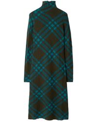Burberry - Kleedjes ,Veelkleurig ,Wol Jurk Van Wolmix Met Ruitpatroon - Lyst