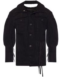 DIESEL Denim Jacket With Rips - Zwart