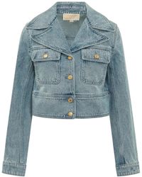 Michael Kors - Jassen ,Blauw ,Denim Cropped Denim Jacket - Lyst
