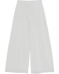 D.exterior - Broeken ,Grijs ,Lichtgrijze Wijde Elastische Cropped Broek - Lyst