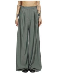 Max Mara - Broeken ,Groen ,Wol Wijde Pijpen Broek Van Wol En Zijde - Lyst